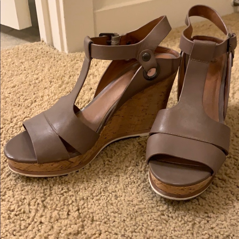Susina Leather Cork Heel Wedges